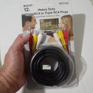 Audio and Video Cable 12ft Heavy Duty RCA Plugs (Mod AV312G) New